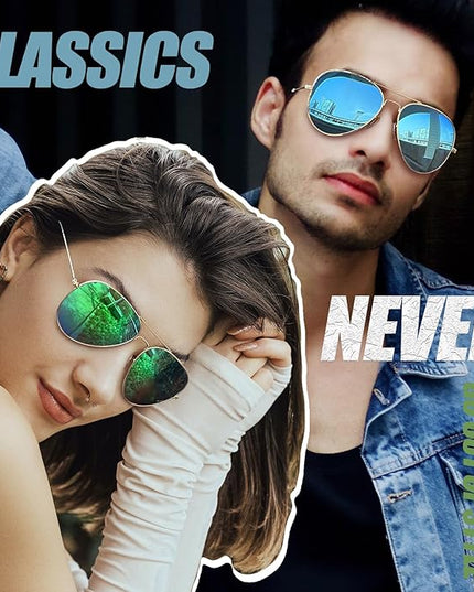 Joopin Polarized Metal Aviation Sunglasses Men, Classic Military Sun Glasses Women, Rectangle Shades UV400 Protection Costume