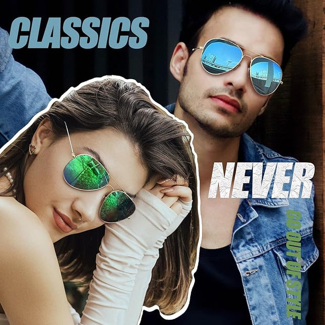 Joopin Polarized Metal Aviation Sunglasses Men, Classic Military Sun Glasses Women, Rectangle Shades UV400 Protection Costume