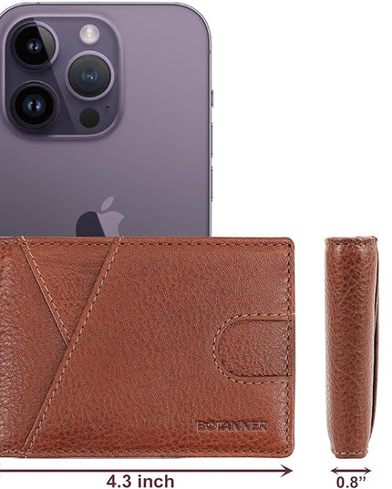 BOTANNER Genuine Leather Mens Bifold Wallet RFID Blocking 7 Credit Card Slots 1 ID Window 1 Section for Bills 2 Additional Slots | Tan