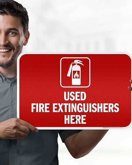 Used Fire Extinguishers Here Sign, 12x18 Inches, 3M EGP Reflective .063 Aluminum, Fade Resistant, Made in USA by My Sign Center