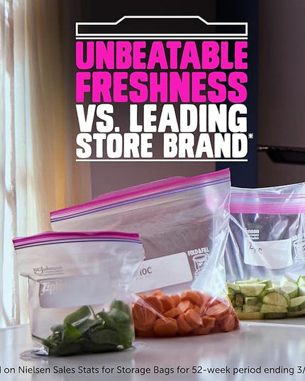 Ziploc 2 Gallon Food Storage Bags, Grip 'n Seal Technology for Easier Grip, Open, and Close, 12 Bags Total