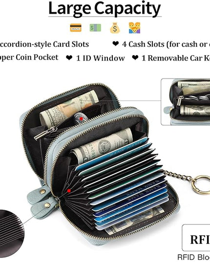 GOIACII Small Genuine Leather Wallet for Women, RFID Blocking Credit Card Holder Wallet
