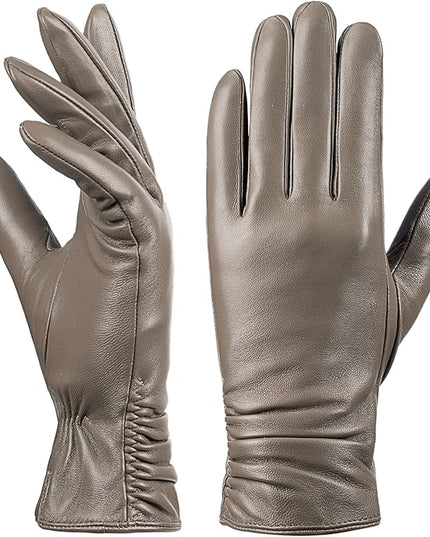 Womens Winter Leather Touchscreen Texting Warm Driving Lambskin Pure Genuine leather Gloves