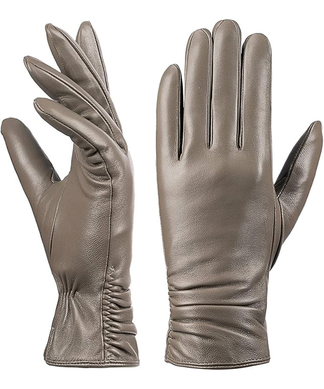 Womens Winter Leather Touchscreen Texting Warm Driving Lambskin Pure Genuine leather Gloves