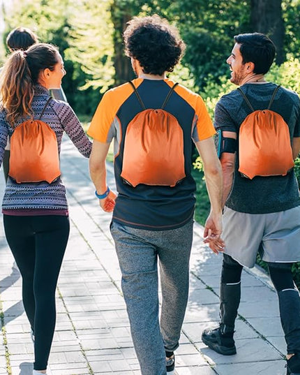 GoodtoU Drawstring Bags, Nylon Gym Bags with Cinch Sack - Drawstring Backpack for Sport, Travel, Team (Orange, 80Pcs)