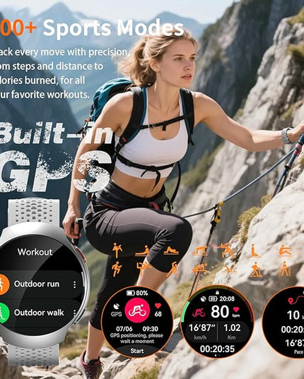 2026 AI Smart Watch with GPT, 1.43" AMOLED Corning 8H Display, Bluetooth Calls, GPS Route Tracking, 5ATM Waterproof, 150+ Sports Modes, Heart Rate Sleep Monitor, Fitness Smartwatch for Android iOS