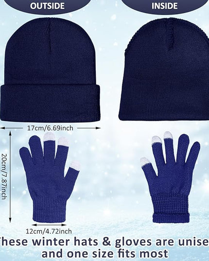 SATINIOR 56 Pieces Bulk Winter Beanies Gloves Set Touchscreen Gloves Hats Combo Pack for Winter Homeless Men Women