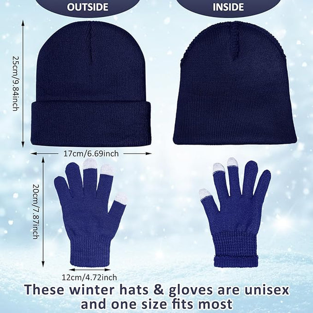 SATINIOR 56 Pieces Bulk Winter Beanies Gloves Set Touchscreen Gloves Hats Combo Pack for Winter Homeless Men Women