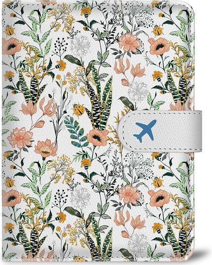 Passport Holder for Trave, RFID Blocking Leather Passport Cover, Combo with Credit Card Slot and Boarding Pass Slot Combo for Women Men