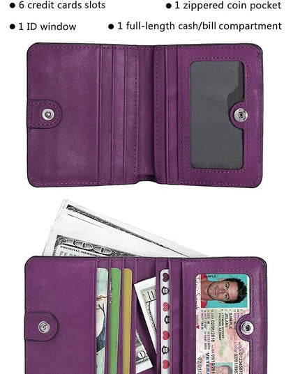 AINIMOER Small Leather Wallet for Women, Ladies Credit Card Holder RFID Blocking Women's Mini Bifold Pocket Purse