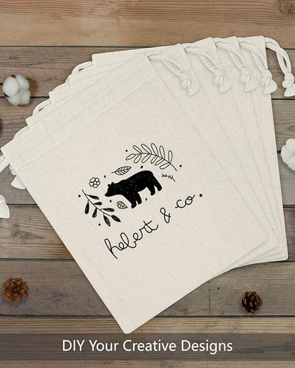 TOPDesign 12-Pack 6” x 8” Reusable Produce Bags, Muslin Bags with Drawstrings for Shopping & Storage, 100% Natural Cotton Bags, Washable, Biodegradable, Food Safe