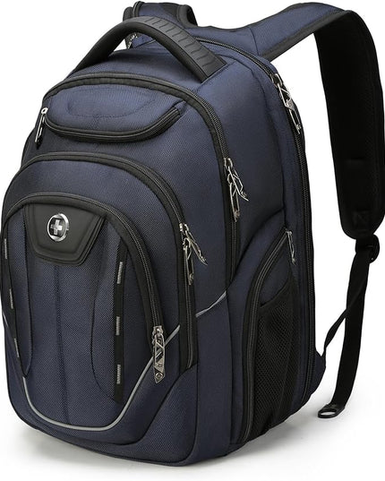 Swissdigital Design TSA Business Laptop Backpack For Men,Travel Backpack With USB Charging Port,College Tech Backpacks With RFID Pockets Presents For Men Fits 15.6 Inch Computer Blue | J16BT-12