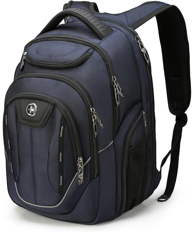 Swissdigital Design TSA Business Laptop Backpack For Men,Travel Backpack With USB Charging Port,College Tech Backpacks With RFID Pockets Presents For Men Fits 15.6 Inch Computer Blue | J16BT-12