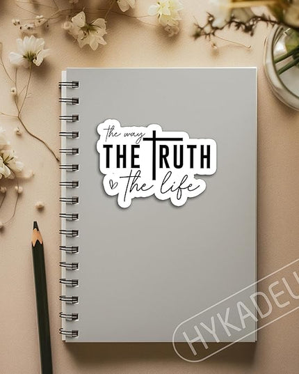 (3Pcs) Jesus The Way The Truth The Life Sticker, Christian Religious Faith Sticker, Cross Stickers, Waterproof Vinyl Decals for Books Laptops Phones Tumblers Water Bottles, 3 x 2.2 Inch