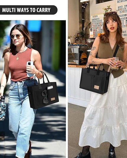 Canvas Tote Bag for Women Crossbody Work Purse with Pockets Top Handle Handbag Satchel Bags for Travel Nurse Teacher