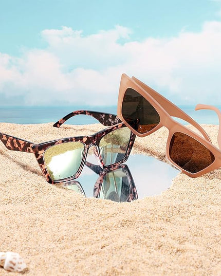 FEISEDY Vintage Square Cat Eye Sunglasses Women Trendy Cateye Sunglasses B2473