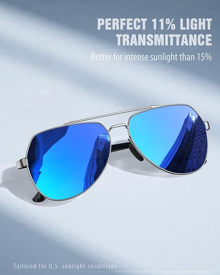 LUENX Aviator Sunglasses for Men Women Polarized New Shades Large Metal Frame - UV 400 Protection
