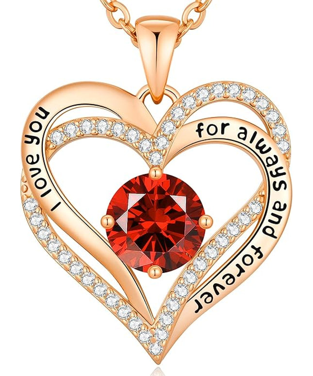 CDE Forever Love Heart Necklaces for Women, Wedding Anniversary, Birthday Mothers Day Christmas Day Gifts for Mom, Mother, Wife, friend, S925 Silver Jewelry with Birthstone Pendant