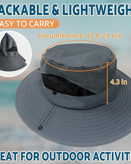PFFY Sun Bucket Hats for Men Women 3” Wide Brim UPF 50+ Fishing & Beach Hat