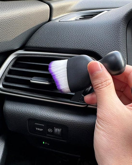Car Detailing Brush, Soft Bristle Cleaning Brush, Scratch-Free Auto Duster Tool for Dashboard, Air Vents, Leather & Interior Cleaning (Black&Purple)