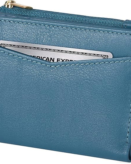 Oak Leathers Leather Wallet For Women - Small RFID Coin Purse Credit Card & ID Holder for Ladies, Gift for Women's, Bifold Wallets (Nappa Ottanio)