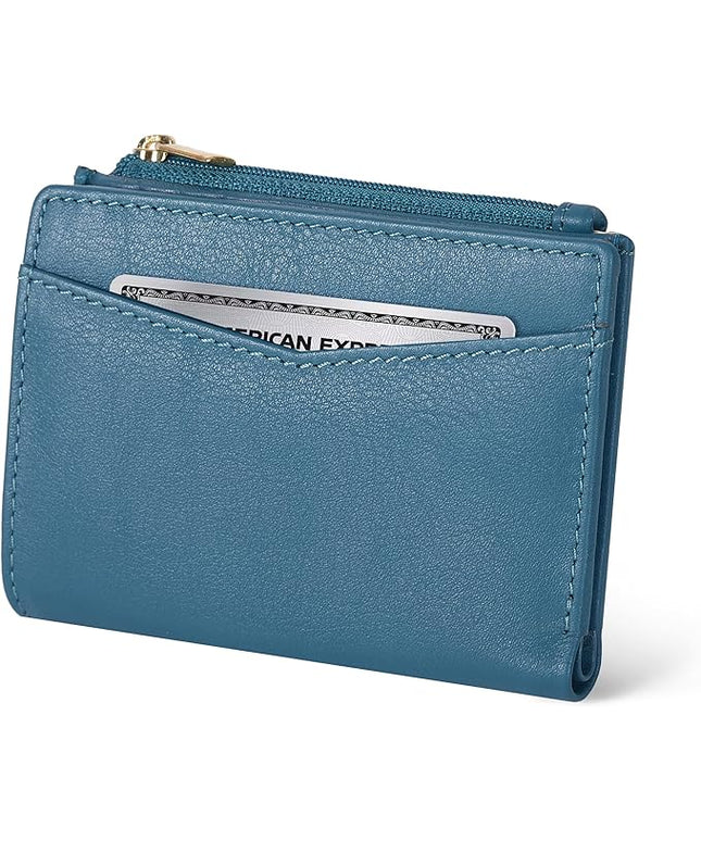 Oak Leathers Leather Wallet For Women - Small RFID Coin Purse Credit Card & ID Holder for Ladies, Gift for Women's, Bifold Wallets (Nappa Ottanio)