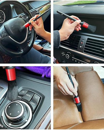 10pcs Auto Car Detailing Brush Set Car Interior Cleaning Kit Includes 5 Boar Hair Detail Brush,3 Wire Brush, 2 Air Vent Brush for Cleaning Car Interior Exterior, Dashboard Engines Leather Wheel