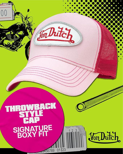 Von Dutch Unisex Trucker Hat - Curved Bill Mesh Back Retro Classic Adjustable Snapback Baseball Cap for Men and Women
