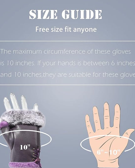 Cute Winter Gloves - Fuzzy Furry Faux Fur Lined, Warm Hands Warmer for Women