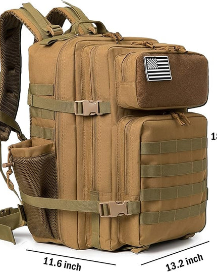 QT&QY 25L/45L Military Tactical Backpack For Men Molle Daypack 3 Day Bug Out Bag Hiking Rucksack With Bottle Holder