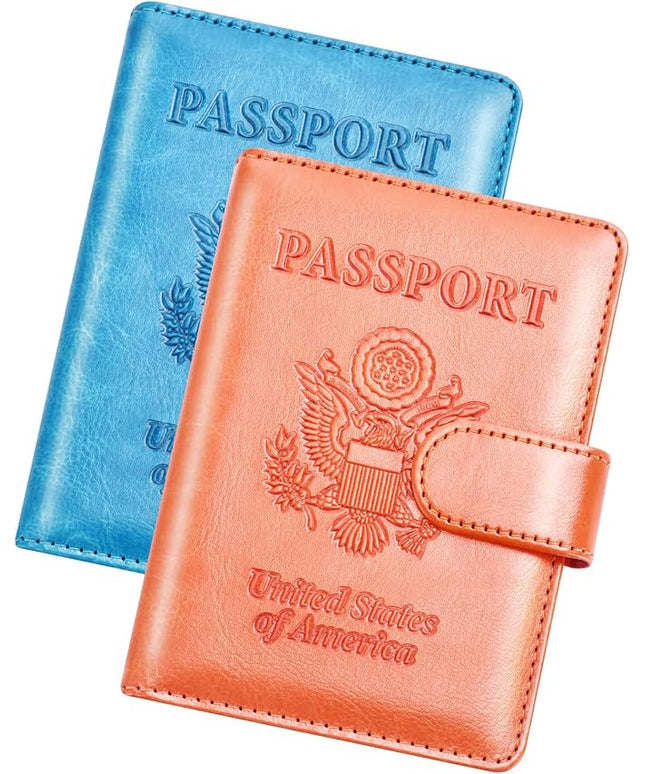Herain Passport Holder for Travel Cruise Essentials, 2 Pcs Passport Cover Wallet Case Travel Gifts Women Men Family, RFID Passports Book Card Holders Travels Accessories Must Haves