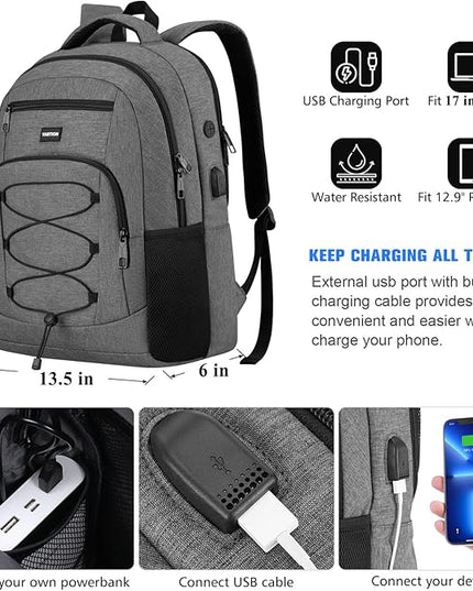 YAMTION School Backpack,17.3 Inch Bookbag College Laptop Backpack with USB Port for Students Work Business Office