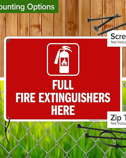 Full Fire Extinguishers Here Sign, 10x14 Inches, Rust Free .040 Aluminum, Fade Resistant, Made in USA by My Sign Center