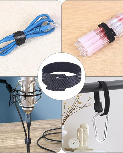 200PCS Reusable Cable Ties Wire Ties Cord Organizer Cable Organizer Adjustable Cable Management Black 4+6+8+10 inch