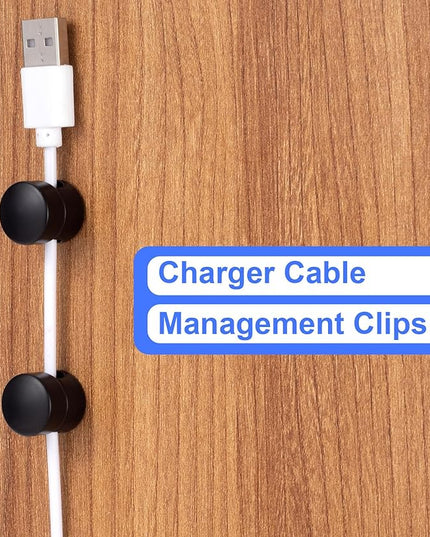 3 Sets Charger Holders for Cords, Matte Black Color Adjustable Cable Anchor Holders, Adhesive Metal Cord Clips, Cable Management Wire Organizers for Desk, Office, Nightstand