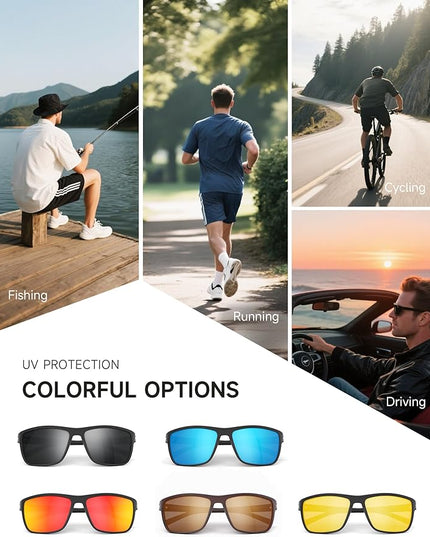Polarized Sunglasses Men Women, Mens Sunglasses Lightweight UV Sun Glasses for Fishing Driving Golf