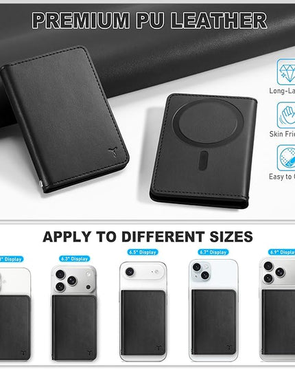 TUCCH for Magsafe Wallet with 6 Card Holders, RFID Blocking [Clear ID Window] PU Leather Men Women Folio Magnetic Phone Wallet for iPhone 17/16/15/14/13/12/Plus/Air/Pro/Pro Max Series, Black