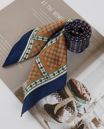 27.5 Inches Square Silk Feeling Neck Scarf for Men Necktie Silk Bandanas Pocket Square Cowboy Scarves