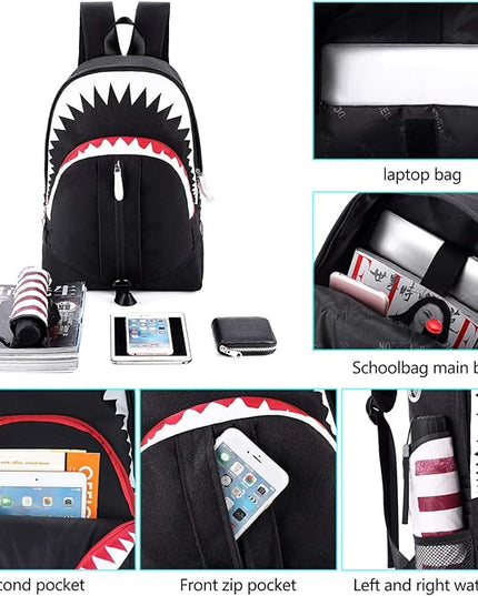 MCWTH Shark Backpacks for Teen Boys, Cool Kids Backpack for School Bookbags (Glow)