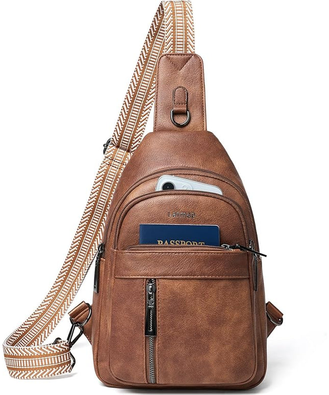 7L Sling Bag For Women Men Backpack Fanny Pack Crossbody Chest Travel Shoulder Belt Bags Purse Handbag PU Leather