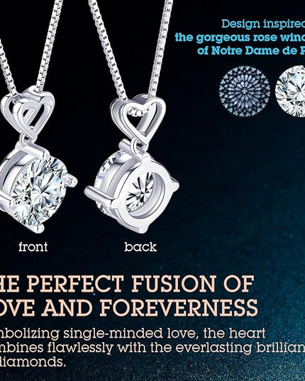 Heart Pendant Necklace Gifts for Wife, 1-6 Carat Moissanite Women's Pendant Necklace, Wedding Anniversary Eternity Jewelry Present for Wife, Birthday Gifts for Her