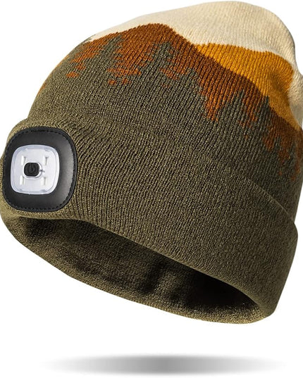 Night Scope Classic Rechargeable LED Warm Knit Beanie Head Light Hat Headlamp for Outdoor Activities