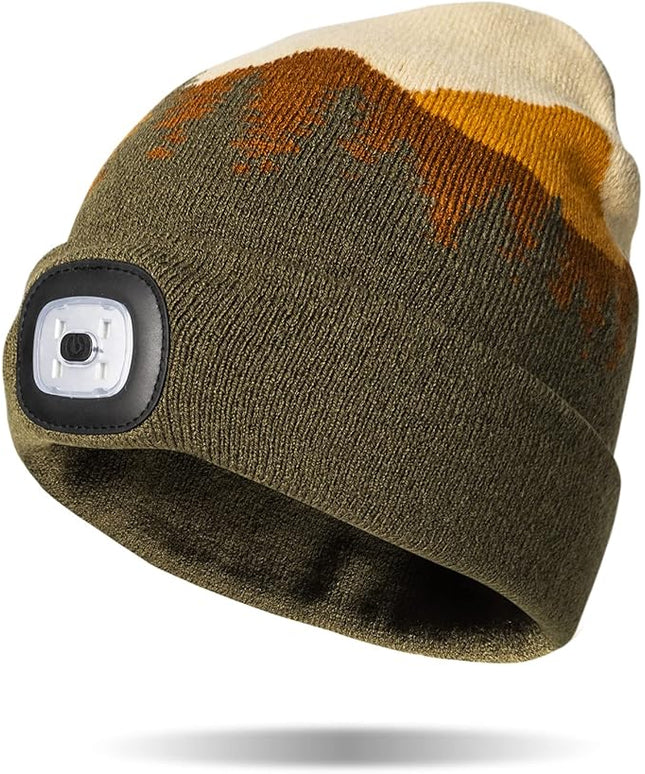 Night Scope Classic Rechargeable LED Warm Knit Beanie Head Light Hat Headlamp for Outdoor Activities