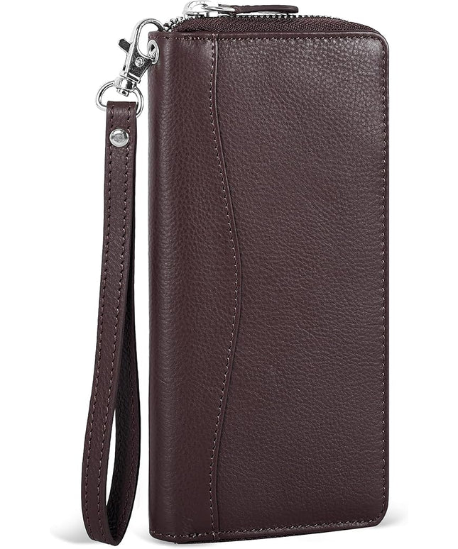 Oak Leathers Ladies Wallet for Women - RFID Womens Wallet Clutch with 8 Credit Card Holder, Coin Pocket, Gift for Women’s Brown Purse
