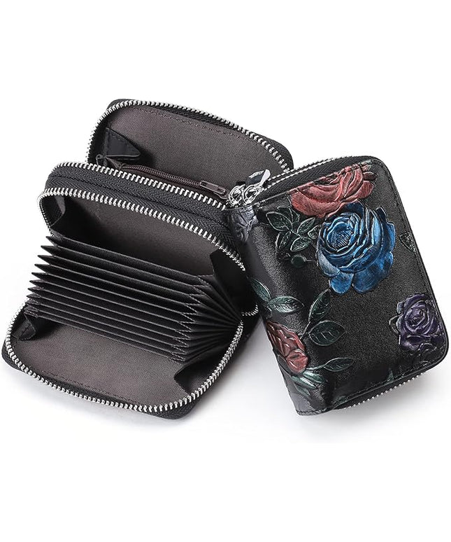 GOIACII Small Genuine Leather Wallet for Women, RFID Blocking Credit Card Holder Wallet