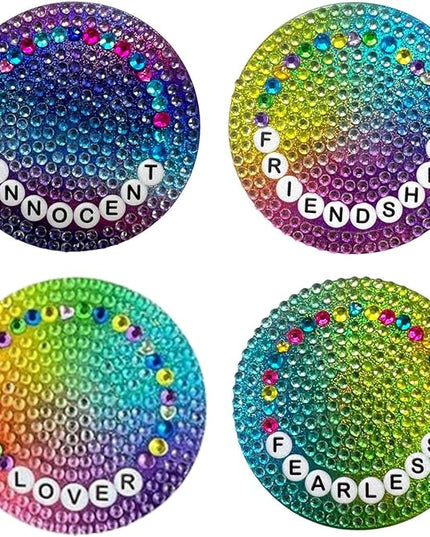 StickerBeans® Rhinestone Stickers - Friendship Bracelet 4-Pack, 2” x 2” Each, Unique Sparkly Cut-to-Shape for Collecting, Trading, Decorating Laptops, Phone Cases, Scrapbooks, for Kids & Teens
