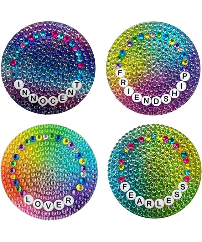 StickerBeans® Rhinestone Stickers - Friendship Bracelet 4-Pack, 2” x 2” Each, Unique Sparkly Cut-to-Shape for Collecting, Trading, Decorating Laptops, Phone Cases, Scrapbooks, for Kids & Teens
