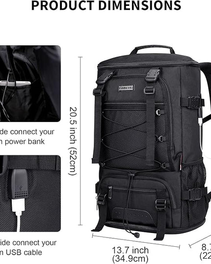 WITZMAN Travel Backpack for Men Convertible Large Carry on Backpack with Shoe Compartment for Airplanes Fit 17 Inch Laptop(B689 Black)