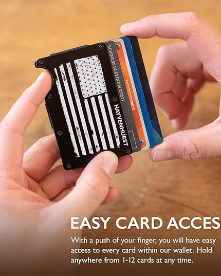 Hayvenhurst Wallet For Men - Reinvented Design Men's Wallet - Slim, Minimalistic & Seamless, Blocks RFID Scanners, Holds 12 Cards & Has a Money Clip (Patriot)