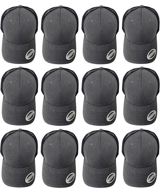 Classic Solid Dark Gray Mesh Trucker Hat - Adjustable Snapback Cap for Men & Women - Casual & Sporty Style
